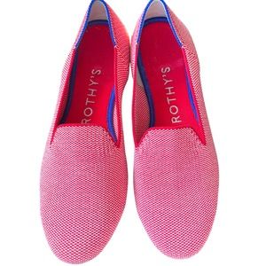 Rothy’s Lollipop Loafers Red/White Blue Trim Women’s Sz 6
